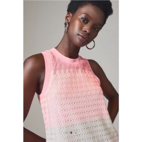 Anthropologie crochet ombré pink tank top Size Large Overlay Anthro Style NWT - Picture 1 of 11